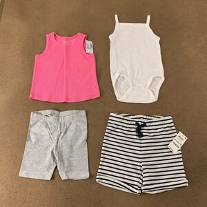 Mixed Brands Baby Girl Size 18 Months Colorful Tanks & Shorts 4 Pieces NWT
